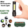 High Quality LED Flashlight With COB Light Mini Waterproof Portable LED XPE COB Flashlight USB Rechargeable 3 Modes Pen Clip Light Flashlight With Hanging Rope Small Size Black Colored